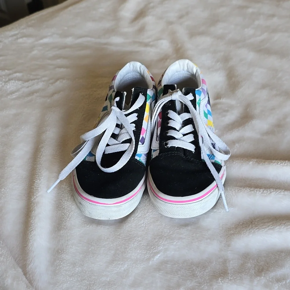 Vans Old Skool Rainbow‎ Checkerboard Skate Sneakers 1.5  Shoes Kids